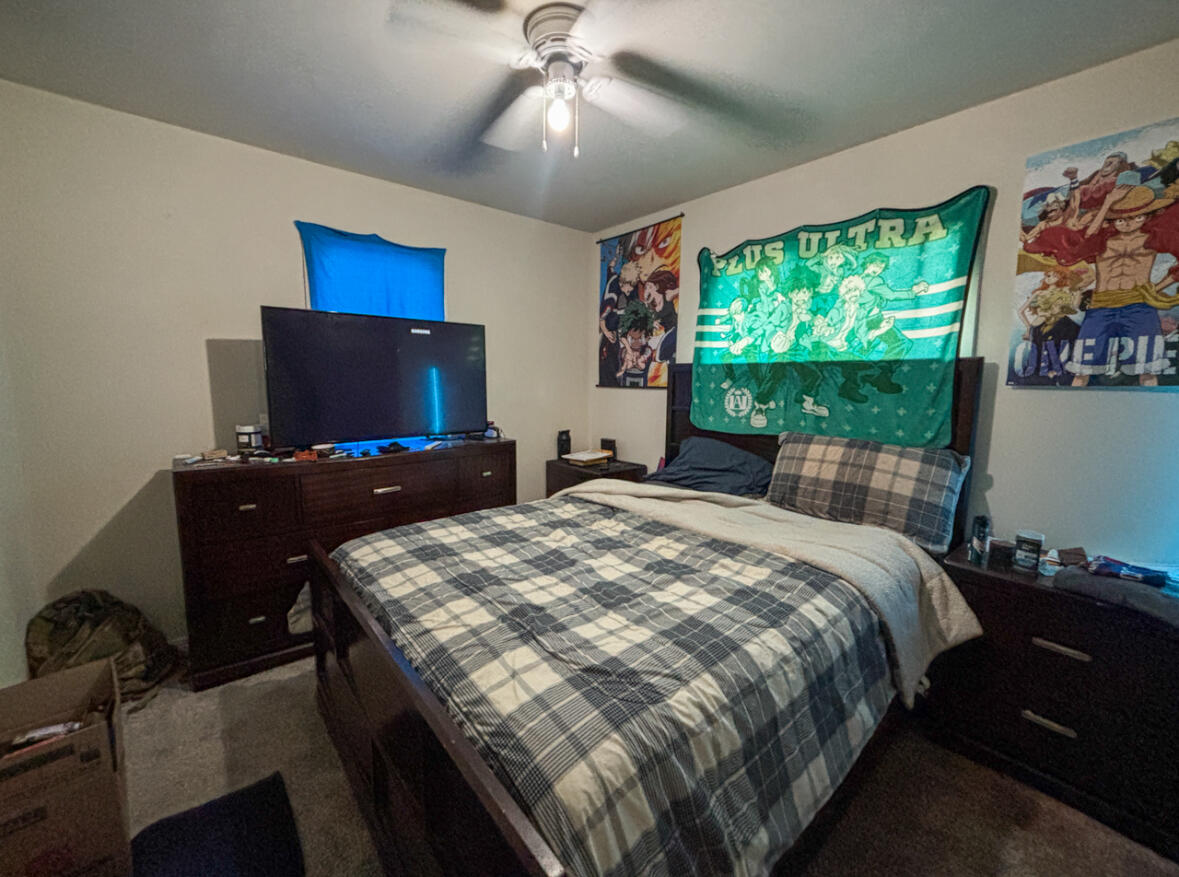 6844 Ridgeland Avenue Hammond, IN 46324 - Photo 12 of 21 a bedroom with a bed and a flat tv screen on dresser
