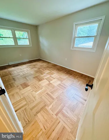 a view of a room with a window