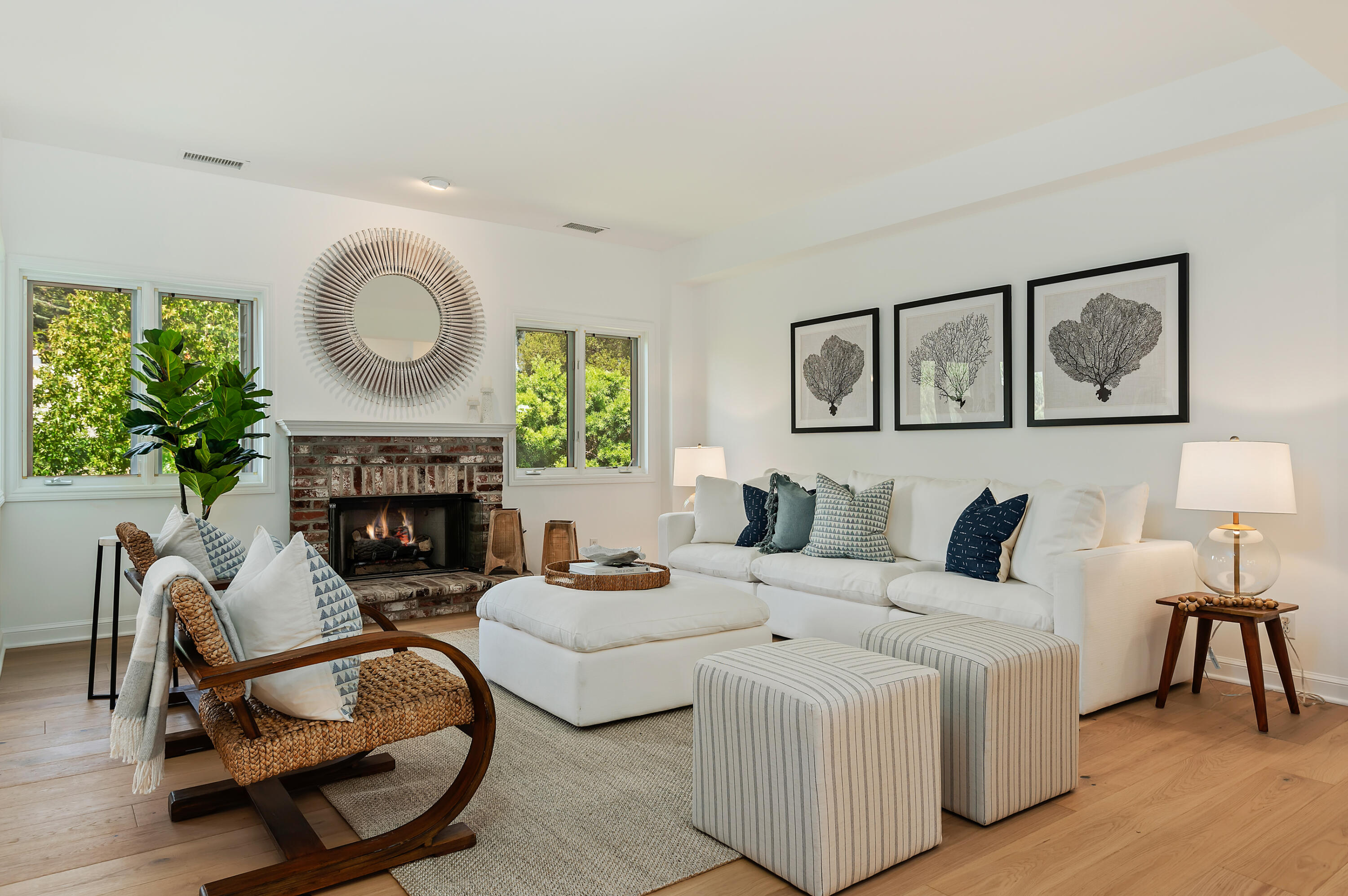 3848-2 Crescent Drive Santa Barbara, CA 93110 - Photo 3 of 32 a living room with furniture and a fireplace
