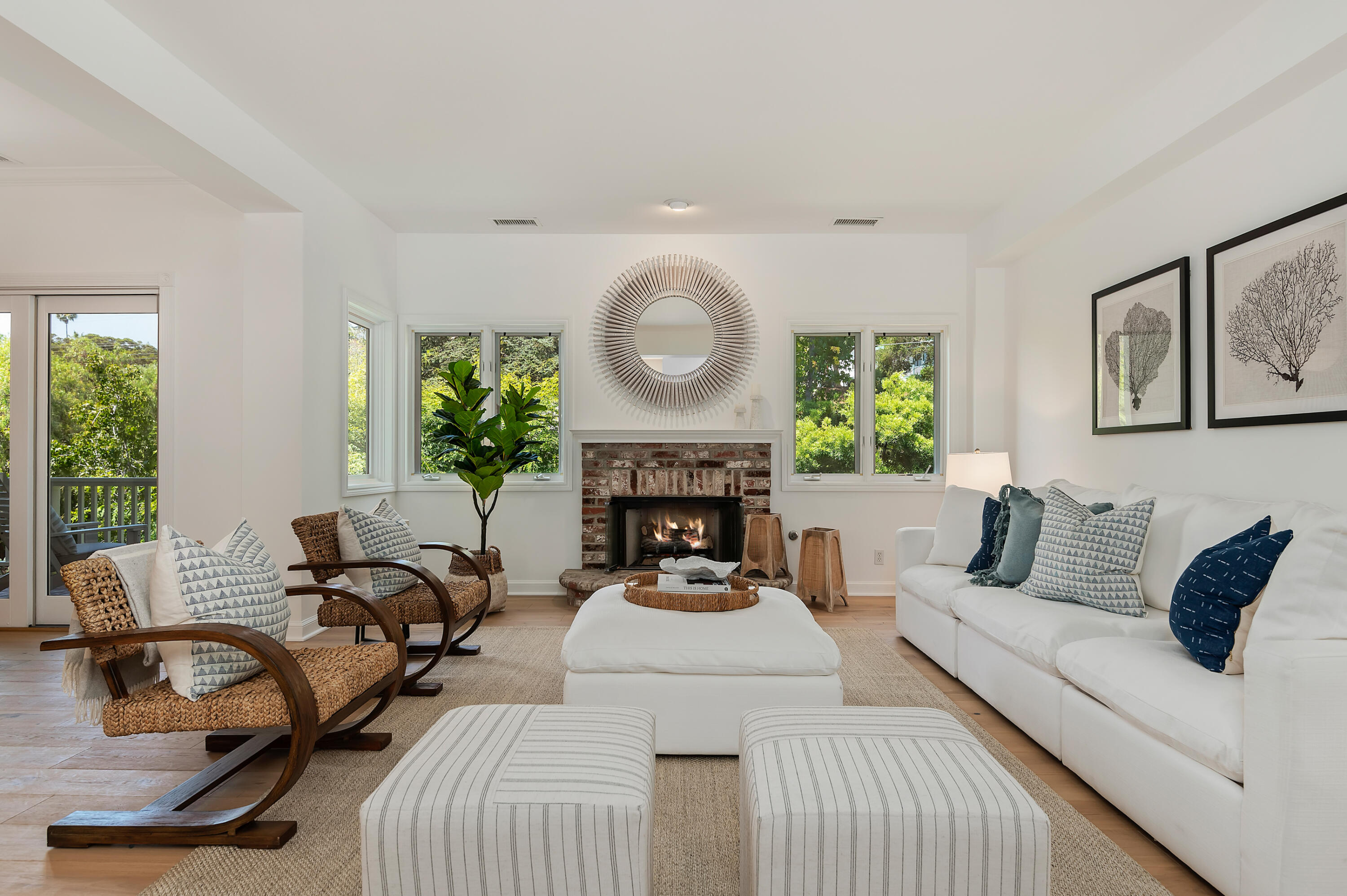 3848-2 Crescent Drive Santa Barbara, CA 93110 - Photo 4 of 32 a living room with furniture and a fireplace