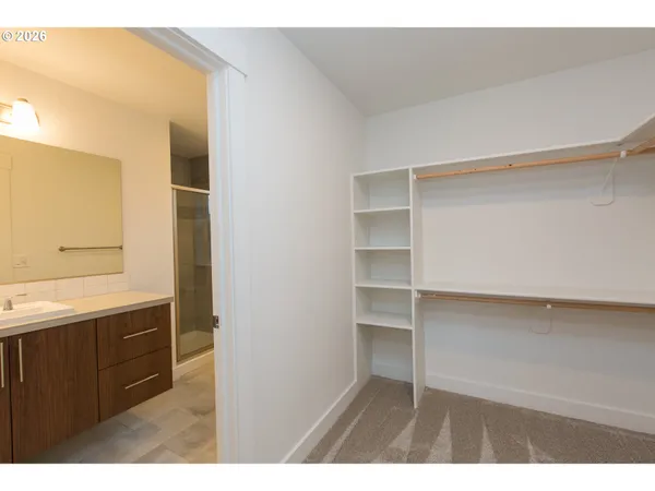 a room with cabinets and window