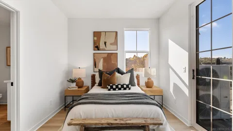 a view of a balcony with a couch