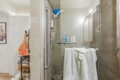 a bathroom with a shower