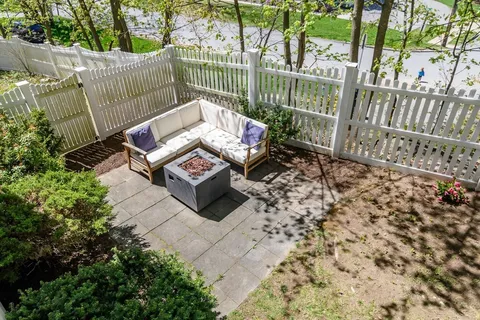 a view of a bench in the roof deck