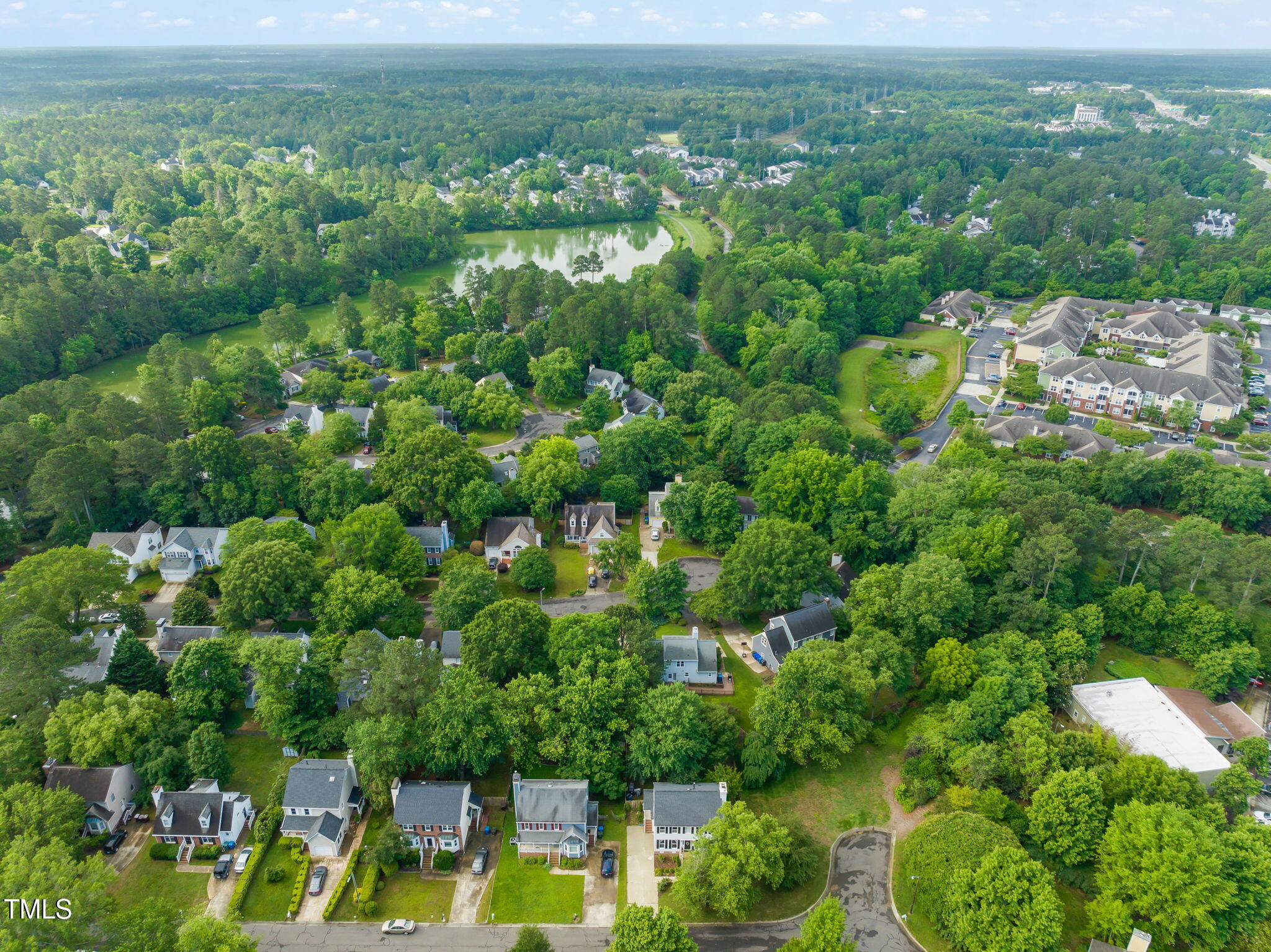 21 Cedar Hill Drive Durham, NC 27713 - Photo 37 of 45 an aerial view of residential houses with outdoor space and trees