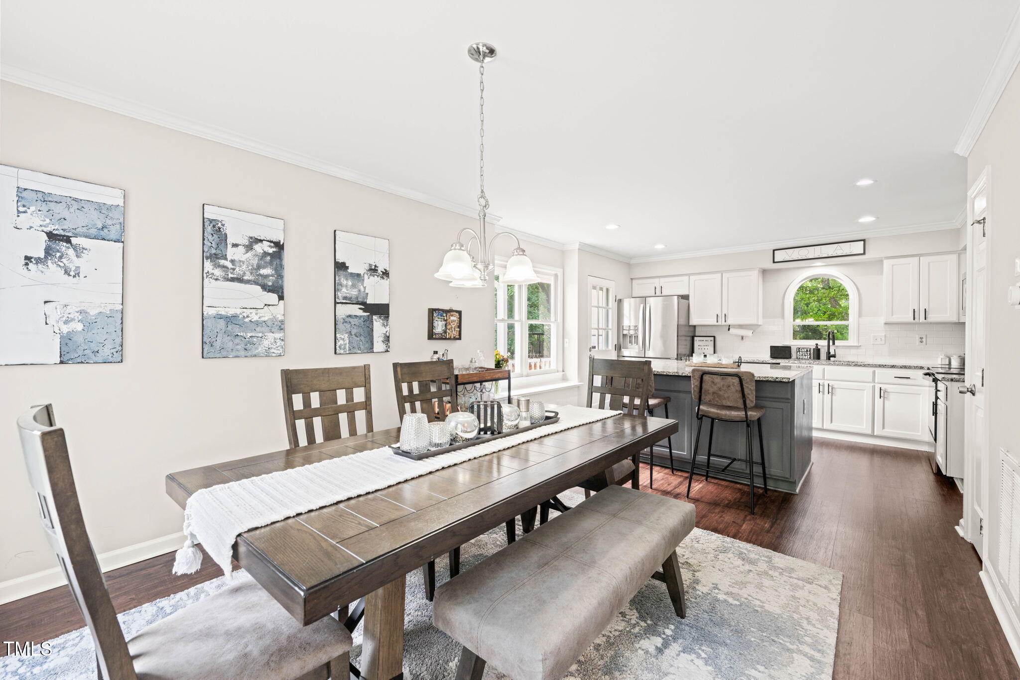 21 Cedar Hill Drive Durham, NC 27713 - Photo 9 of 45 a living room with lots of furniture and kitchen view