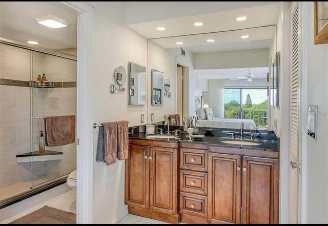 a bathroom with a shower