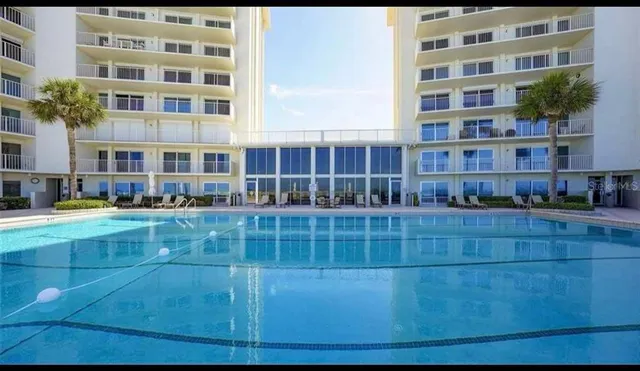 a view of balcony with double vanity