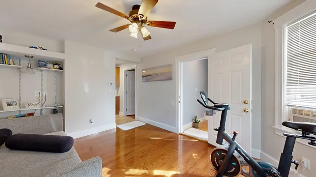 a view of a room with gym equipment