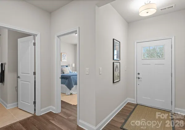 wooden floor & closet in a room