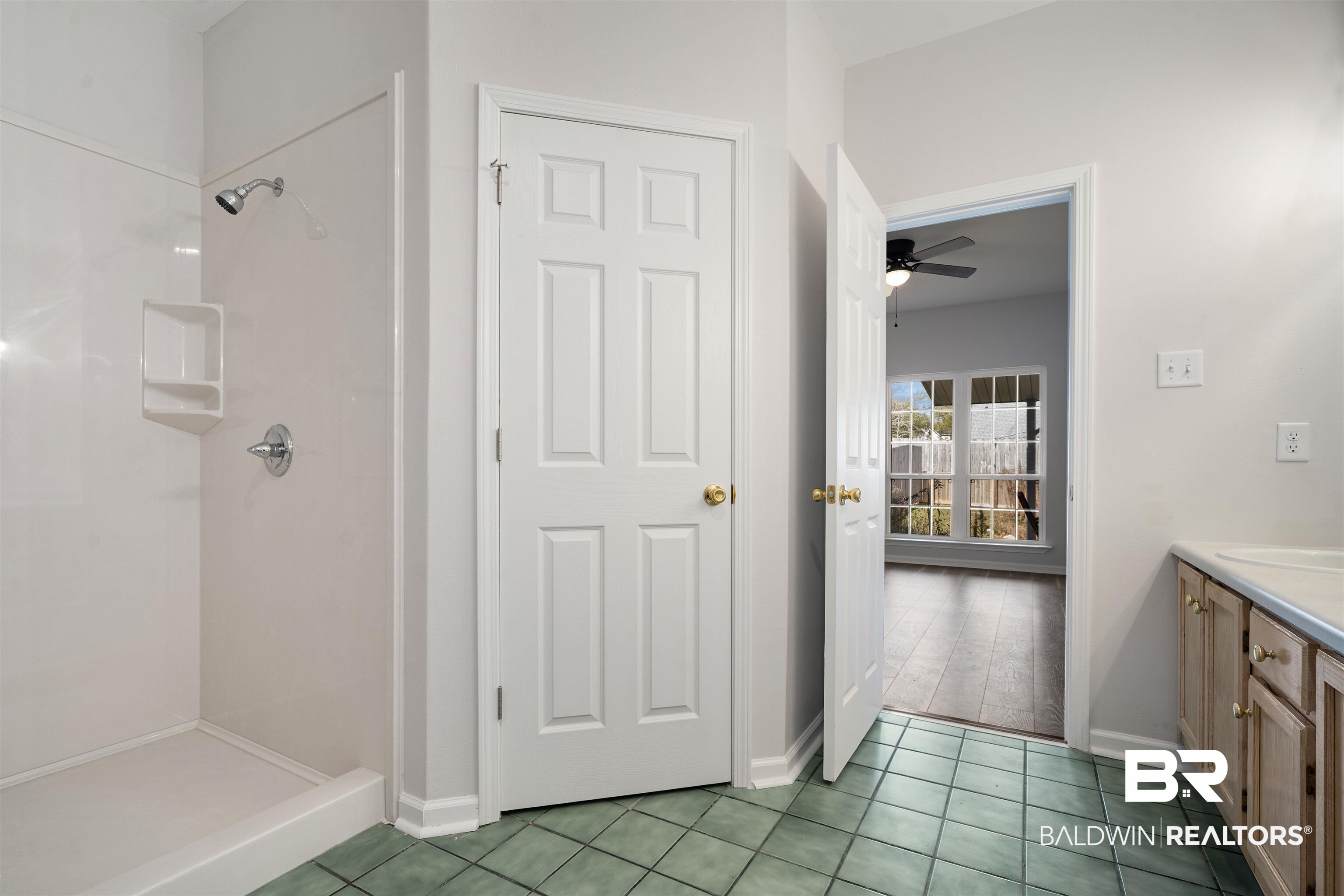 250 North Spring Lake Drive Mobile, AL 36695 - Photo 14 of 29 Full bathroom featuring a new walk in shower, New ceramic tile patterned floor.