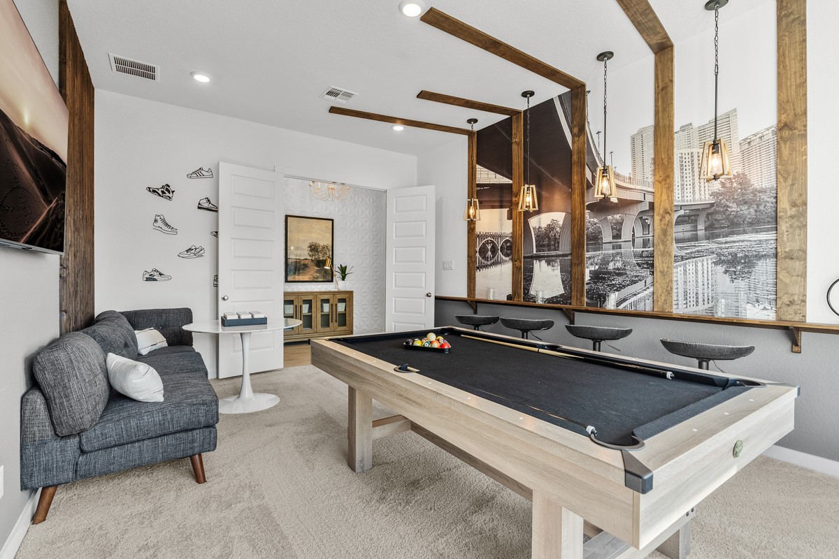 20400 Stelfox Street Manor, TX 78653 - Photo 6 of 37 Game room featuring billiards table and carpet flooring