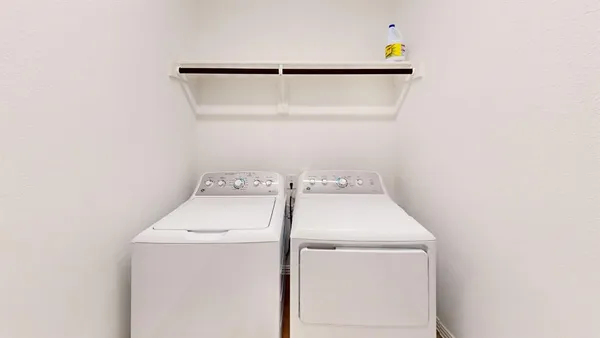 a view of small space with racks on the wall