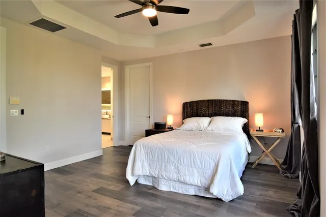 an aerial view of a house