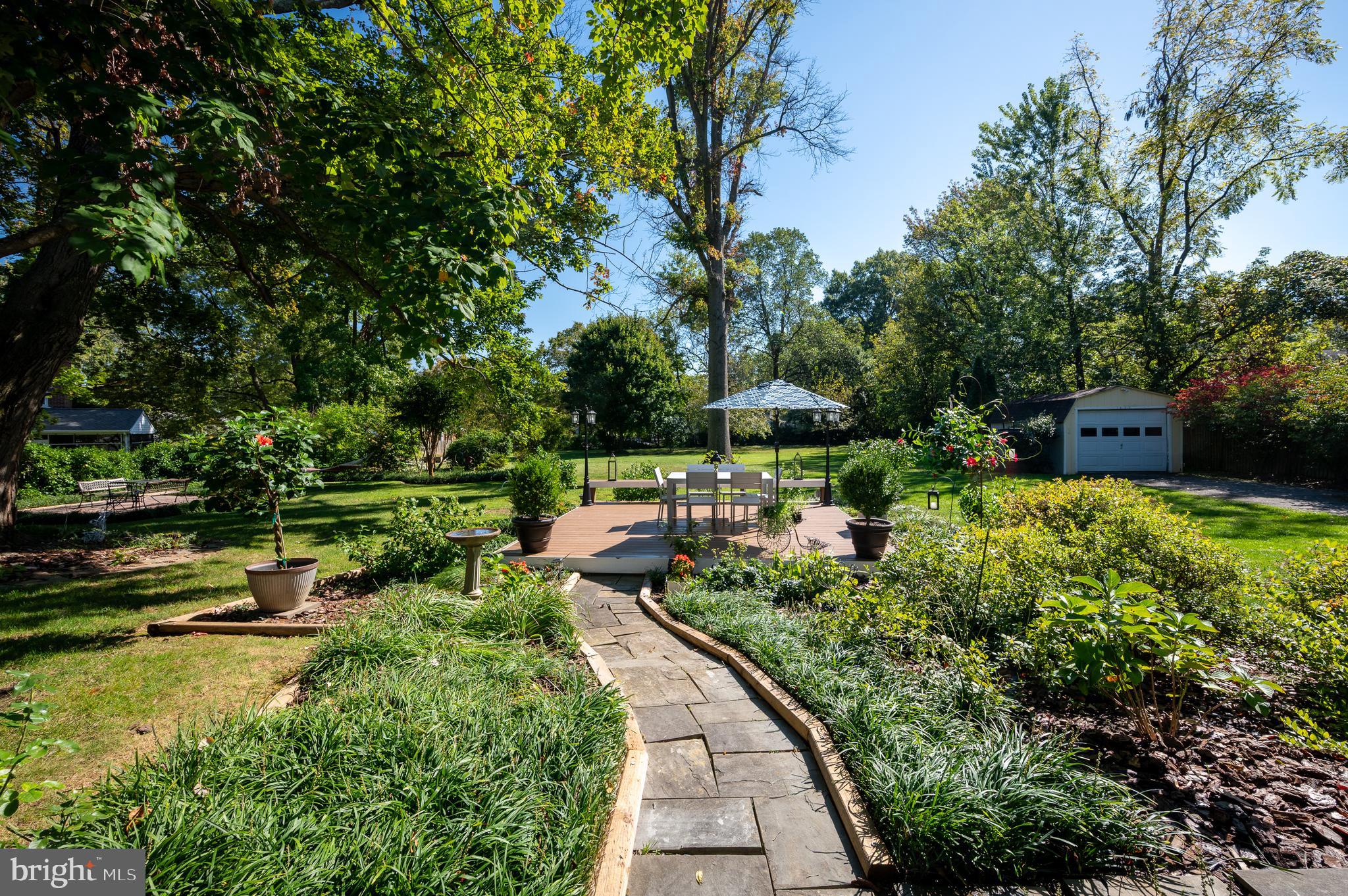 1822 Foulk Road Wilmington, DE 19810 - Photo 29 of 32 a view of a garden with a bench and trees