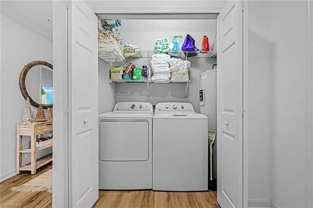 a storage room with washer and dryer