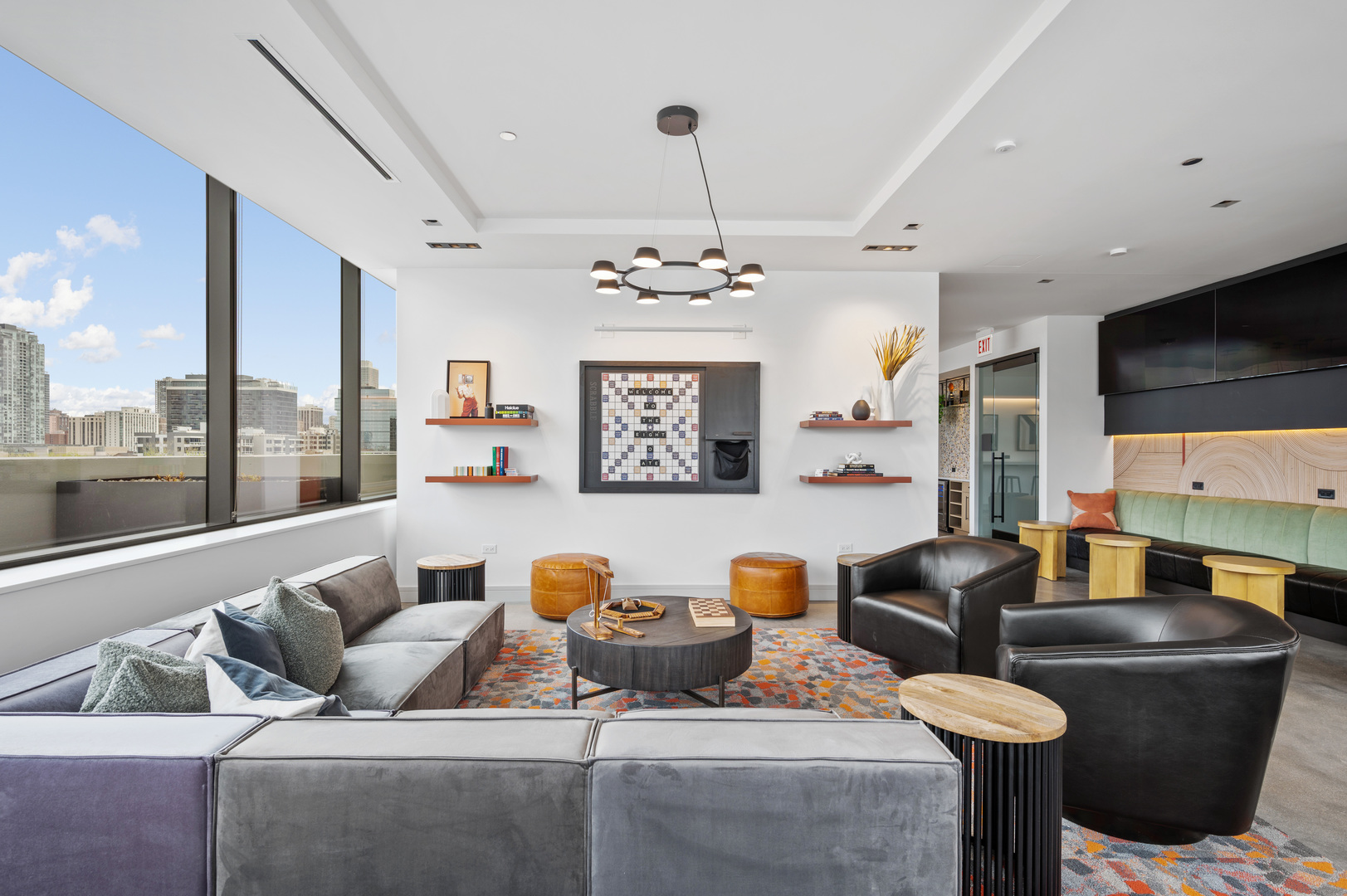 808 North Cleveland Avenue, Unit 1606 Chicago, IL 60610 - Photo 4 of 11 a living room with furniture a flat screen tv and a large window