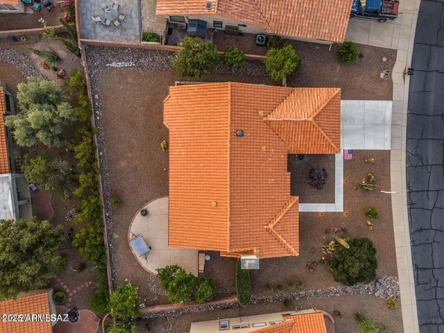 an aerial view of a house