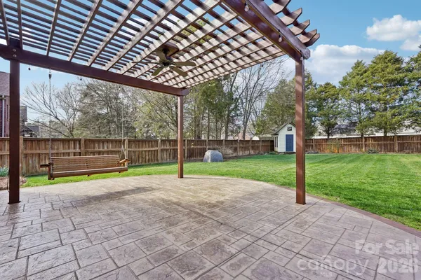 a view of a backyard with slide