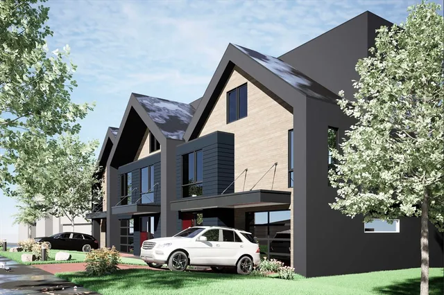 a car parked in front of a house