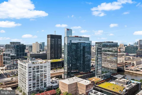a view of a city with tall buildings