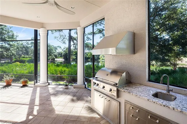 a aerial view of a house with garden and yard