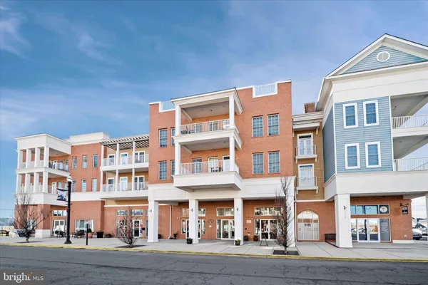 a front view of a multi story building