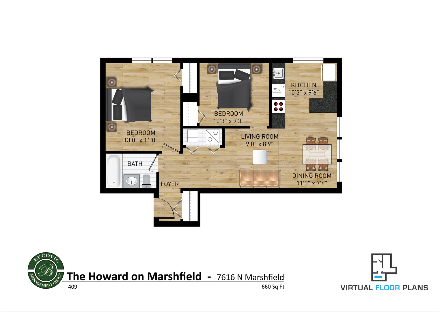 7616 North Marshfield Avenue, Unit 509 Chicago, IL 60626 - Photo 12 of 13 a picture of a floor plan