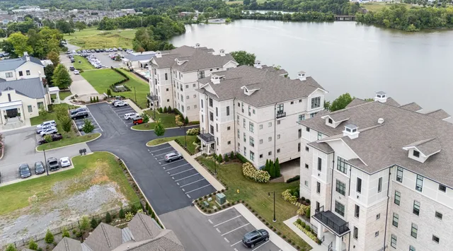 a view of a city with a lake