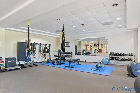 a view of a room with gym equipment