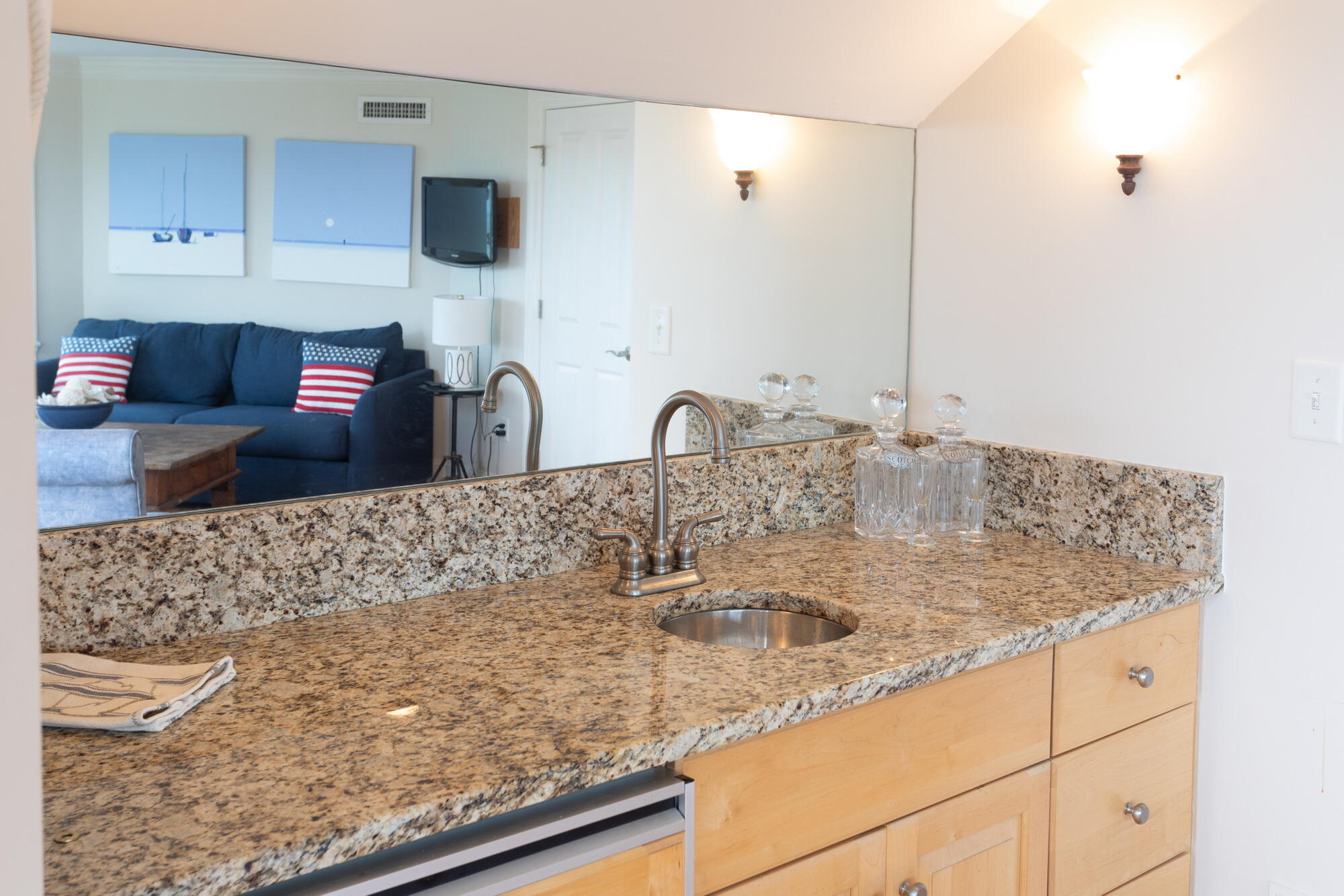 157 Monomoscoy Road Mashpee, MA 02649 - Photo 30 of 43 a bathroom with a sink and a mirror