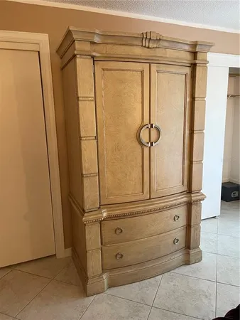 a close view of a dresser