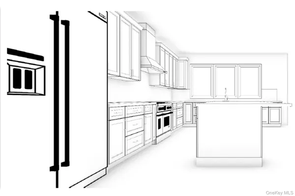 a kitchen with stainless steel appliances a refrigerator and white cabinets