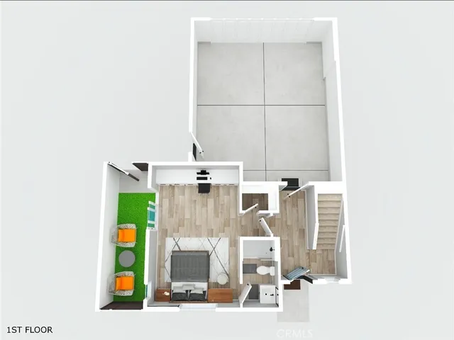 a kitchen with stainless steel appliances a stove a refrigerator a sink and white cabinets with wooden floor