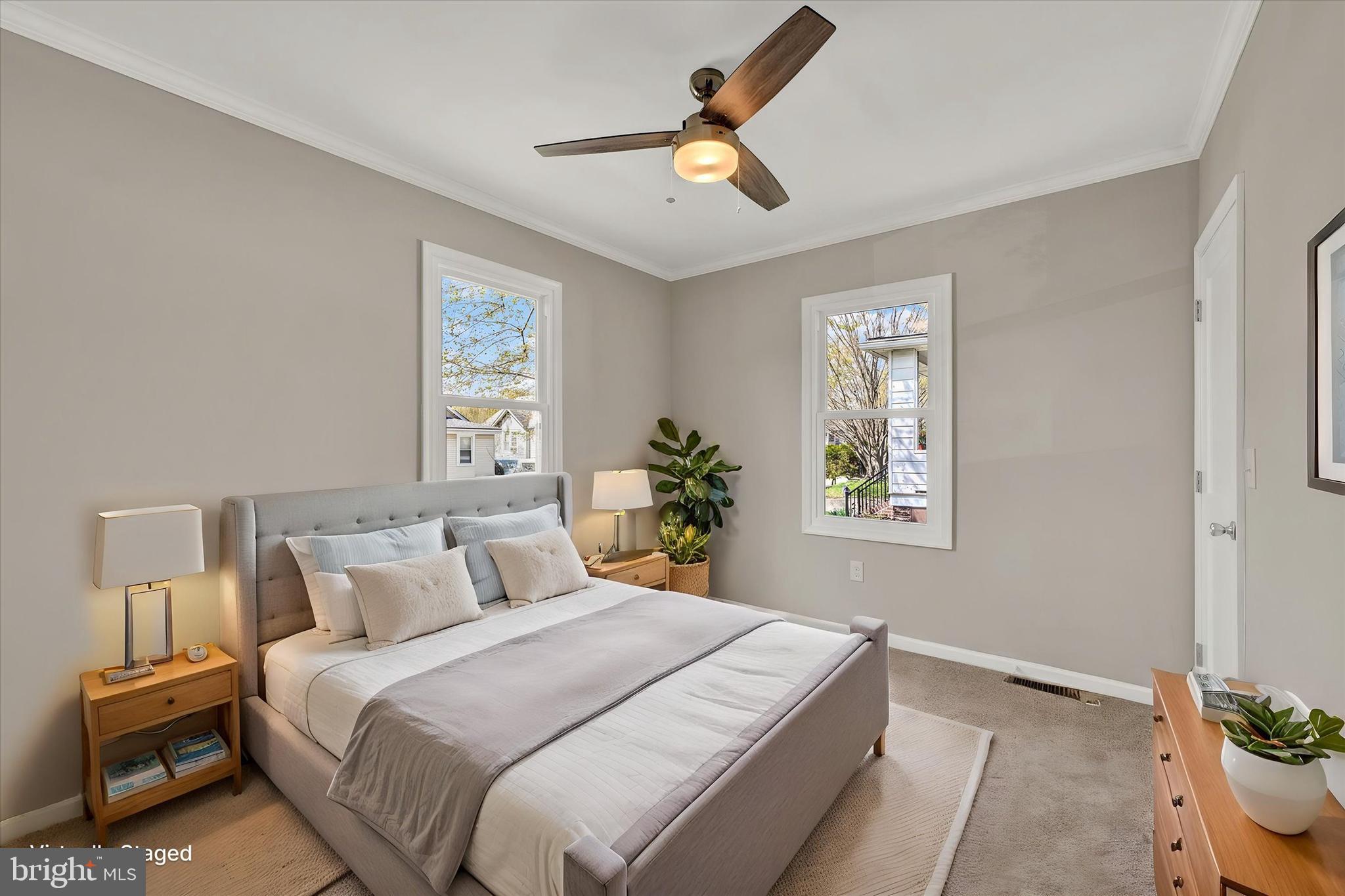 100 Fuller Avenue Baltimore, MD 21206 - Photo 16 of 31 second bedroom w/ceiling fan - virtual staging