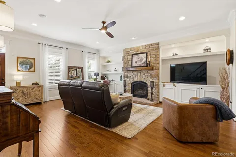 a living room with furniture fireplace and a flat screen tv