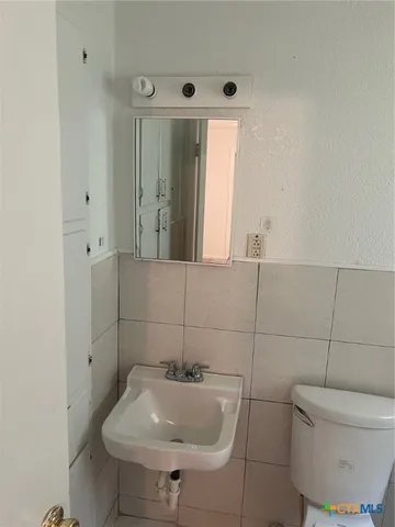 a bathroom with a sink and toilet