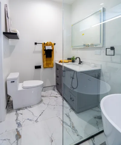 a view of a bathtub in a bathroom