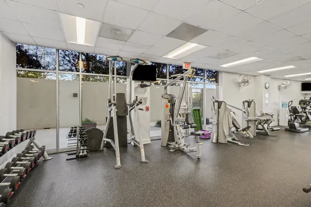 a view of a room with gym equipment