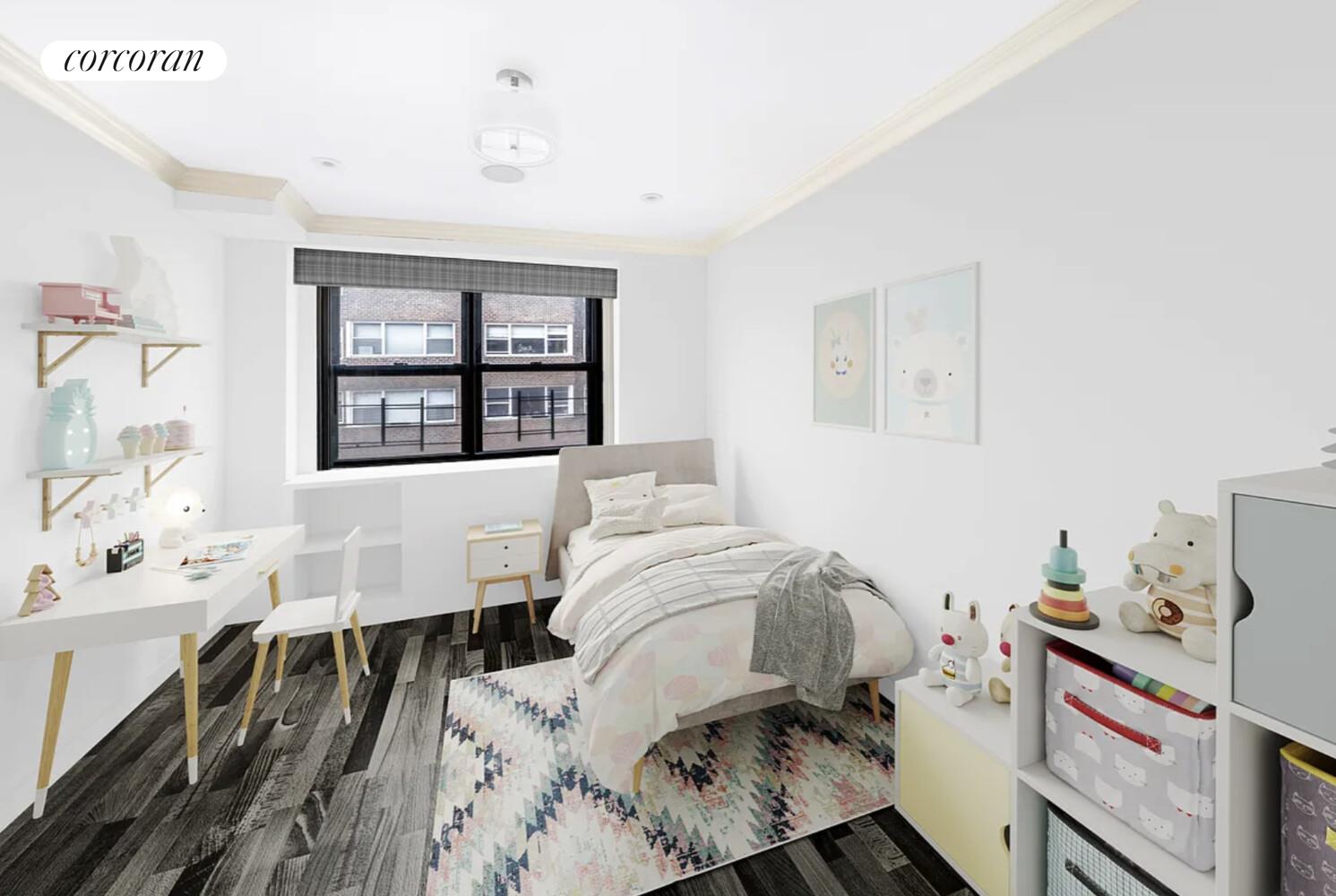 233 East 69th Street, Unit 14K Manhattan, NY 10021 - Photo 10 of 12 a bedroom with a bed and wooden floor