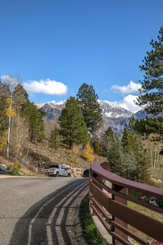 a view of a lake with a mountain in the background