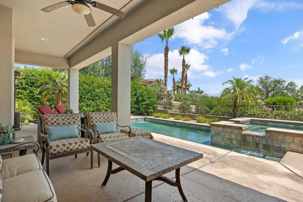 a view of outdoor space and swimming pool