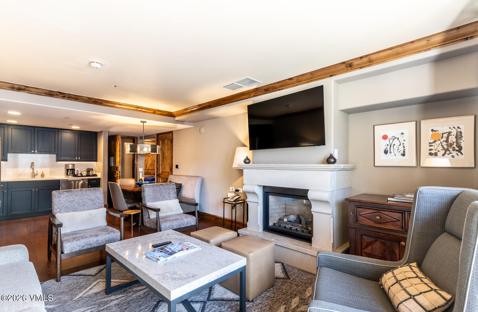 16 Vail Road, Unit 214 Vail, CO 81657 - Photo 5 of 37 Living area with fireplace