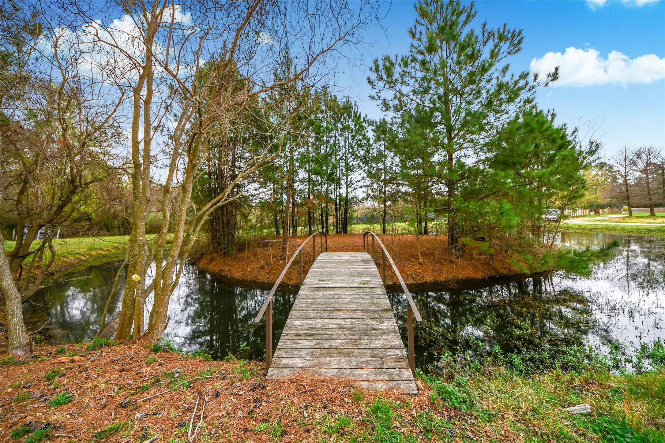 5310 Logston Lane Spring, TX 77389 - Photo 39 of 47 Pond with a Bridge to a Private Island