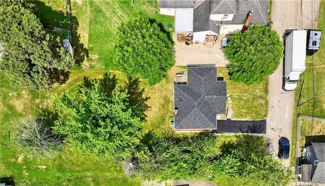 an aerial view of a house