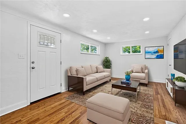 a living room with furniture