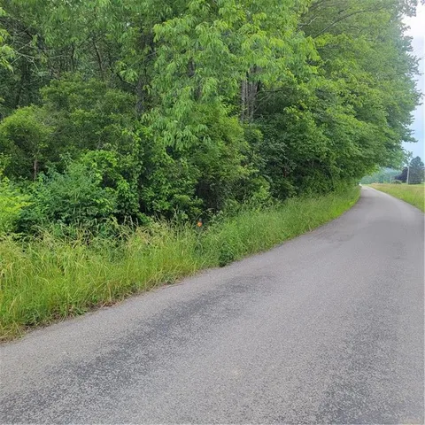 a view of a road with a yard