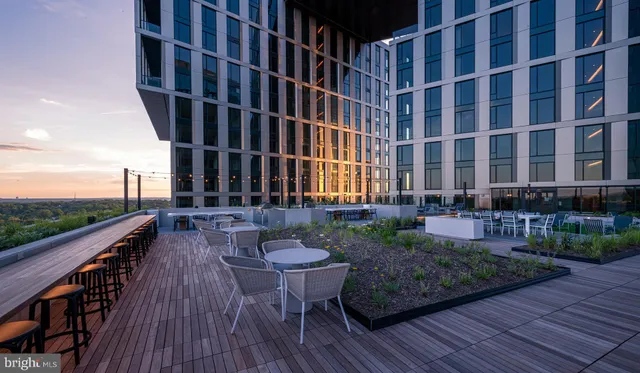 a view of a building from a balcony