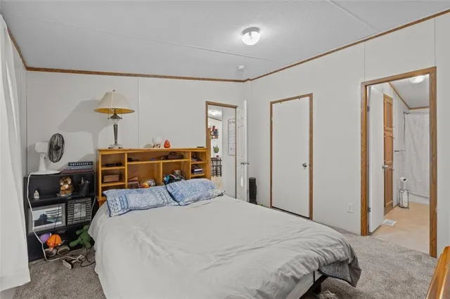 a bedroom with bed and window