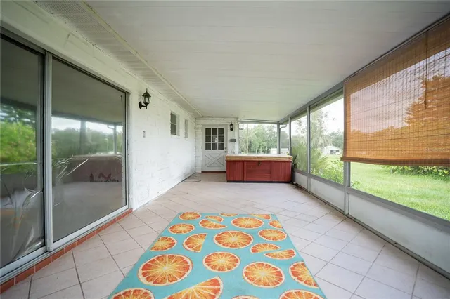 a living room with a large window